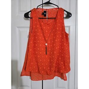 IZ byer small women's orange blouse with accessory chain
